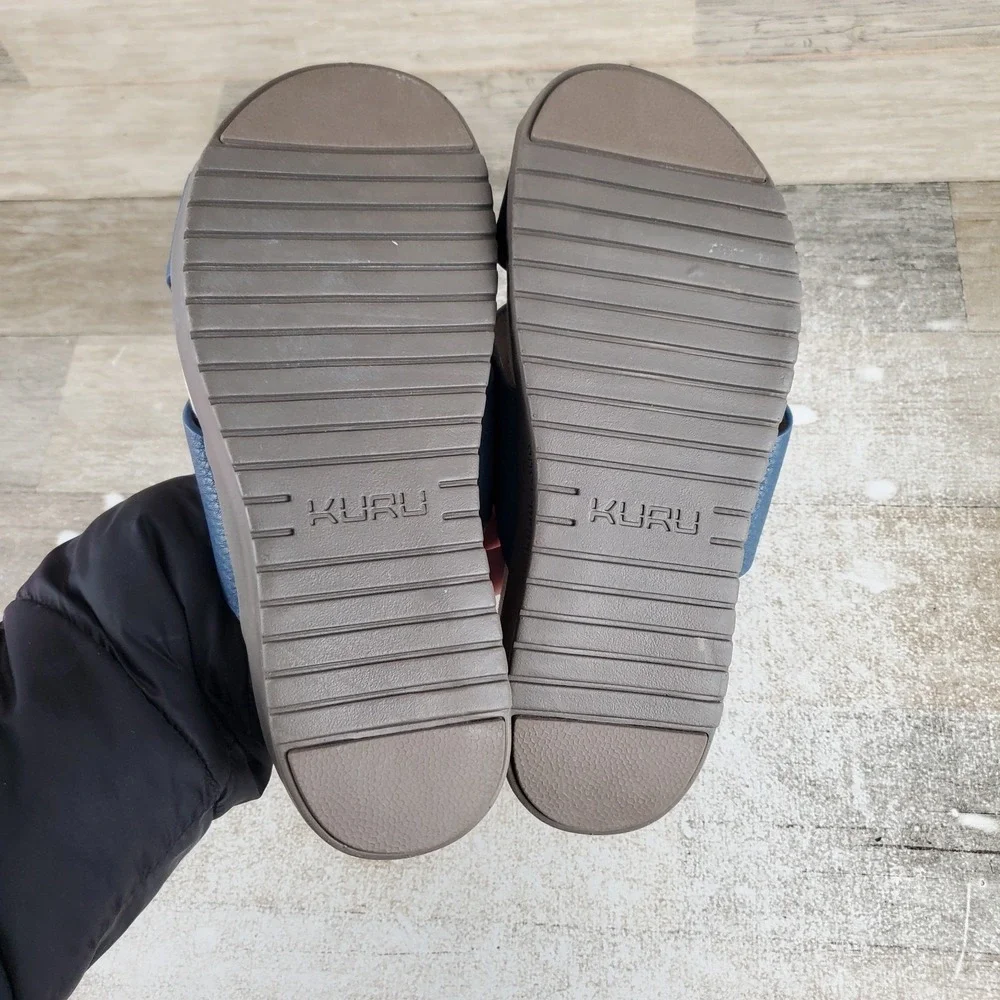 Kuru Breeze Womens Slide Sandal Sz 8 W Mineral Blue Faded Brown Slip On Open Toe